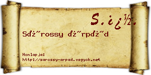 Sárossy Árpád névjegykártya