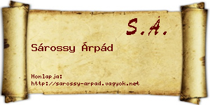Sárossy Árpád névjegykártya